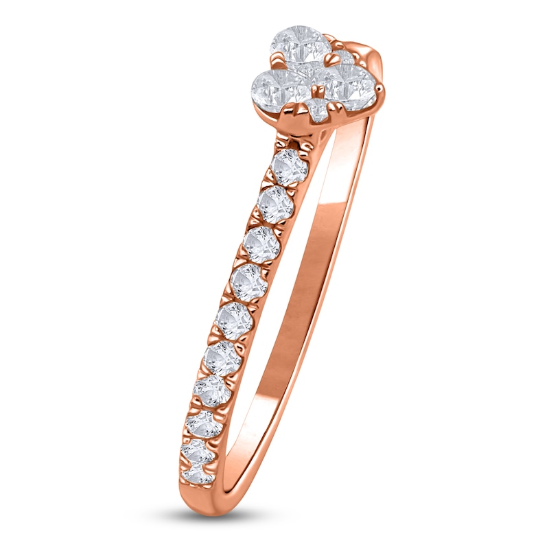 Main Image 2 of Multi-Diamond Heart Promise Ring 3/8 ct tw 10K Rose Gold