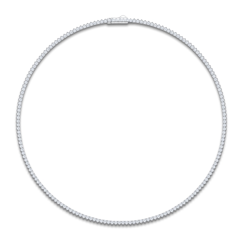 Main Image 1 of Lab-Grown Diamond Tennis Necklace 7 ct tw 14K White Gold 17"