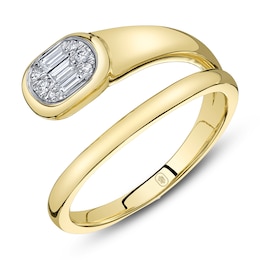Shy ICON Lumeria Baguette & Round-Cut Multi-Diamond Wrap Ring 1/10 ct tw 14K Yellow Gold