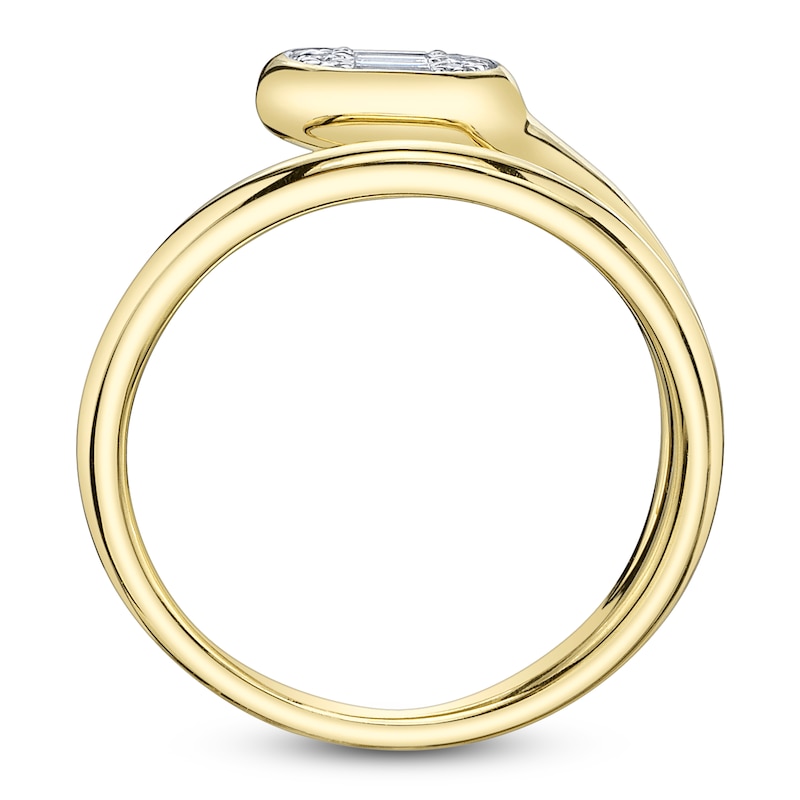 Main Image 2 of Shy ICON Lumeria Baguette & Round-Cut Multi-Diamond Wrap Ring 1/10 ct tw 14K Yellow Gold