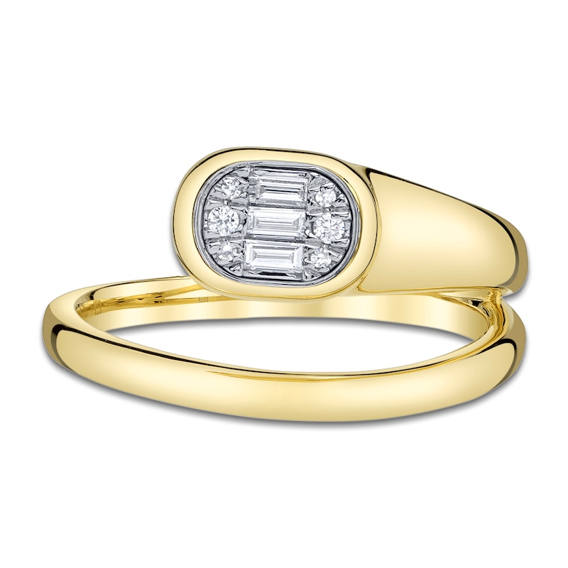 Main Image 3 of Shy ICON Lumeria Baguette & Round-Cut Multi-Diamond Wrap Ring 1/10 ct tw 14K Yellow Gold