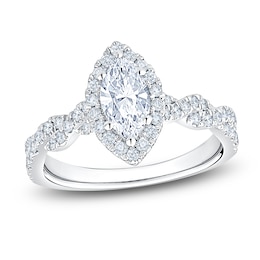 Certified Marquise-Cut Diamond Halo Engagement Ring 1-1/5 ct tw 14K White Gold