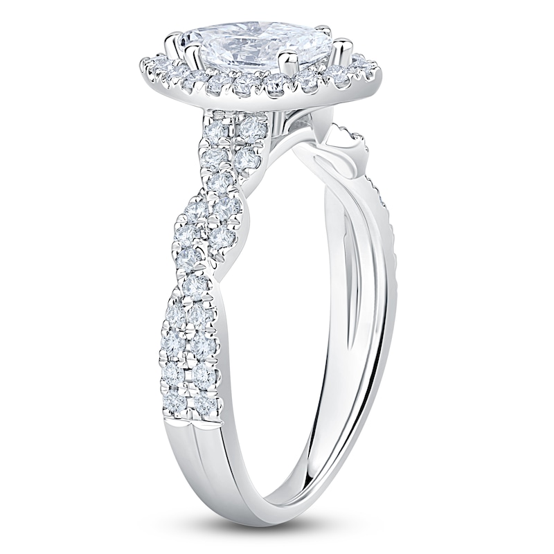 Main Image 2 of Brilliant Moments Certified Marquise-Cut Diamond Halo Engagement Ring 1-1/5 ct tw 14K White Gold