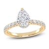 Thumbnail Image 1 of Pear-Shaped Lab-Grown Diamond Hidden Halo Engagement Ring 1-1/2 ct tw 14K Yellow Gold