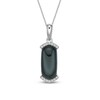 Thumbnail Image 1 of Oval-Cut Black Onyx & White Lab-Created Sapphire Necklace Sterling Silver 18"