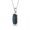 Thumbnail Image 2 of Oval-Cut Black Onyx & White Lab-Created Sapphire Necklace Sterling Silver 18"