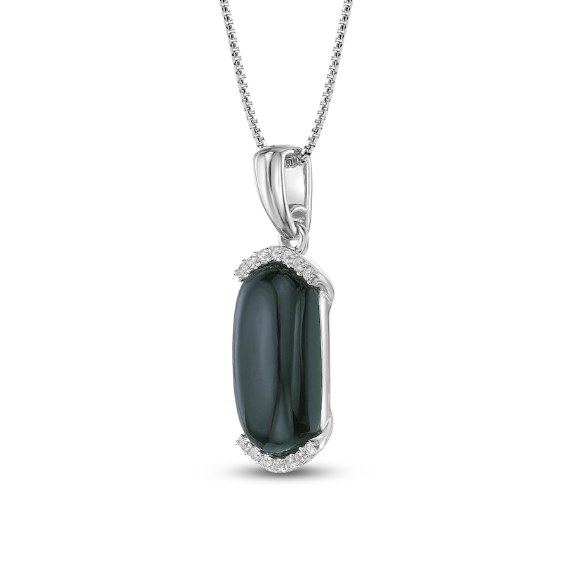 Main Image 2 of Oval-Cut Black Onyx & White Lab-Created Sapphire Necklace Sterling Silver 18"