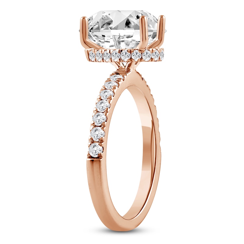 Main Image 2 of Pear-Shaped Lab-Grown Diamond Hidden Halo Engagement Ring 2-1/2 ct tw 14K Rose Gold