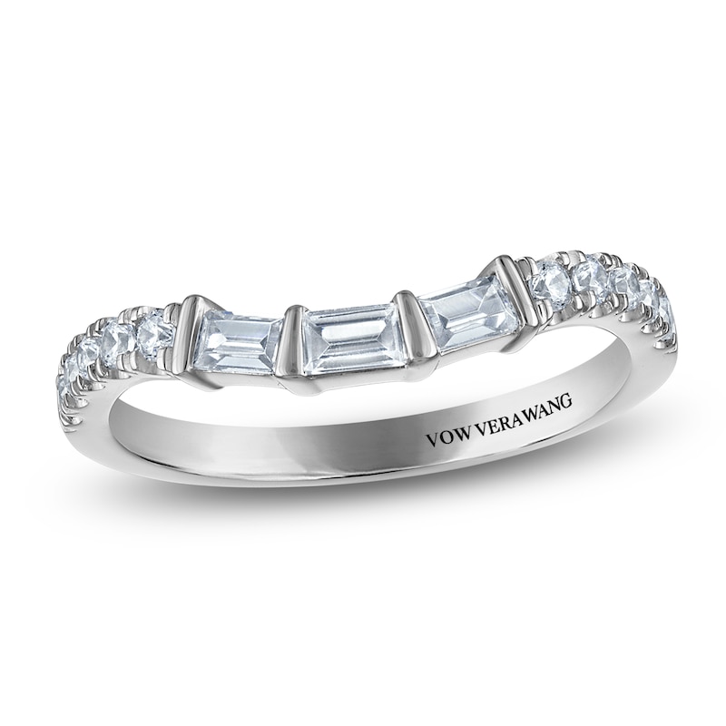 Main Image 1 of Vera Wang VOW Baguette & Round-Cut Diamond Contour Wedding Band 3/8 ct tw 14K White Gold
