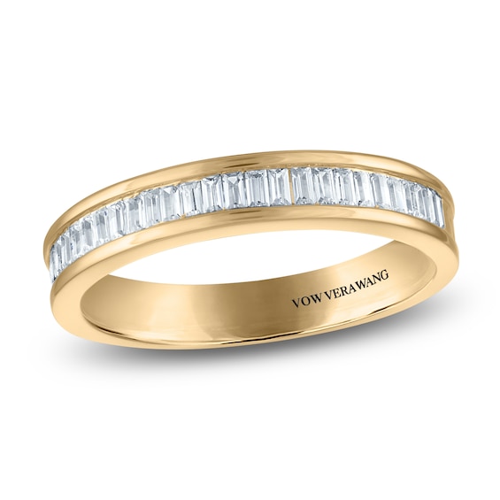 Vera Wang VOW BaguetteCut Diamond Channel Wedding Band 14 ct tw 14K Yellow Gold