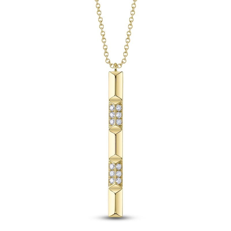 Main Image 1 of Shy Creation Diamond Pyramid Vertical Necklace 1/6 ct tw 14K Yellow Gold 18" SC55026741