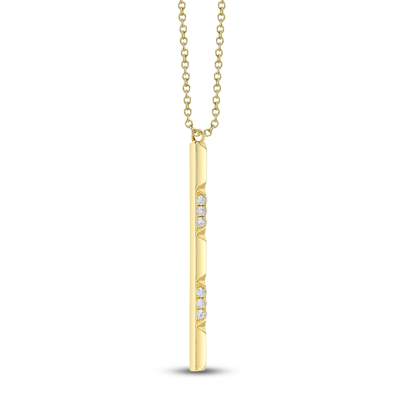 Main Image 2 of Shy Creation Diamond Pyramid Vertical Necklace 1/6 ct tw 14K Yellow Gold 18" SC55026741