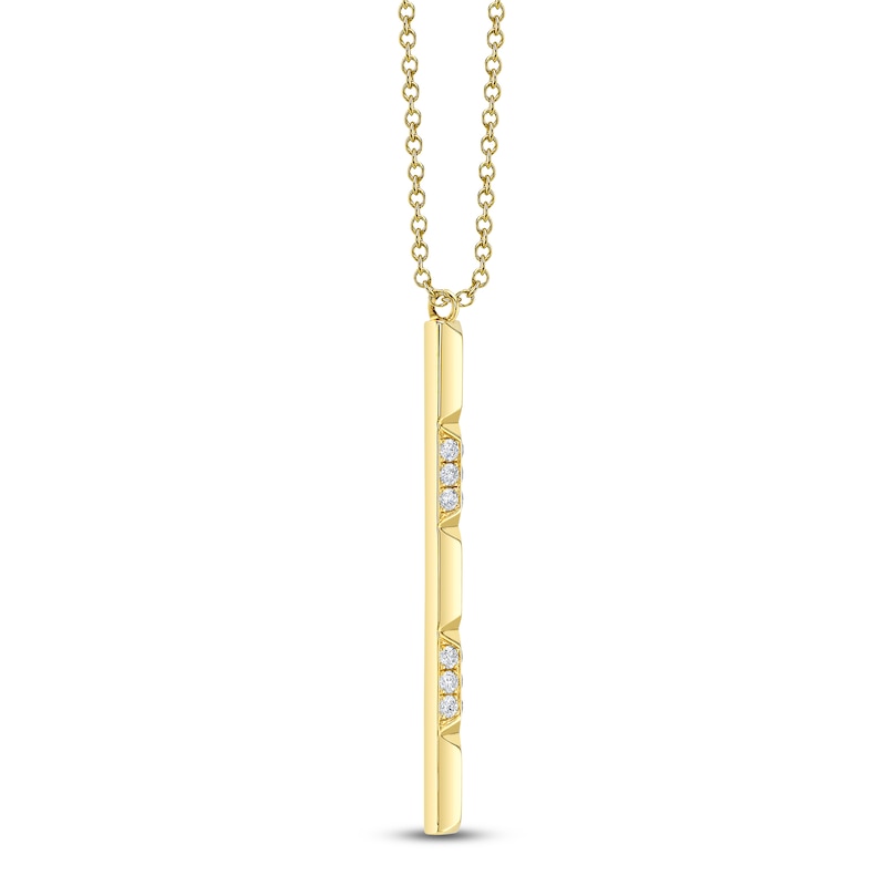 Main Image 4 of Shy Creation Diamond Pyramid Vertical Necklace 1/6 ct tw 14K Yellow Gold 18" SC55026741