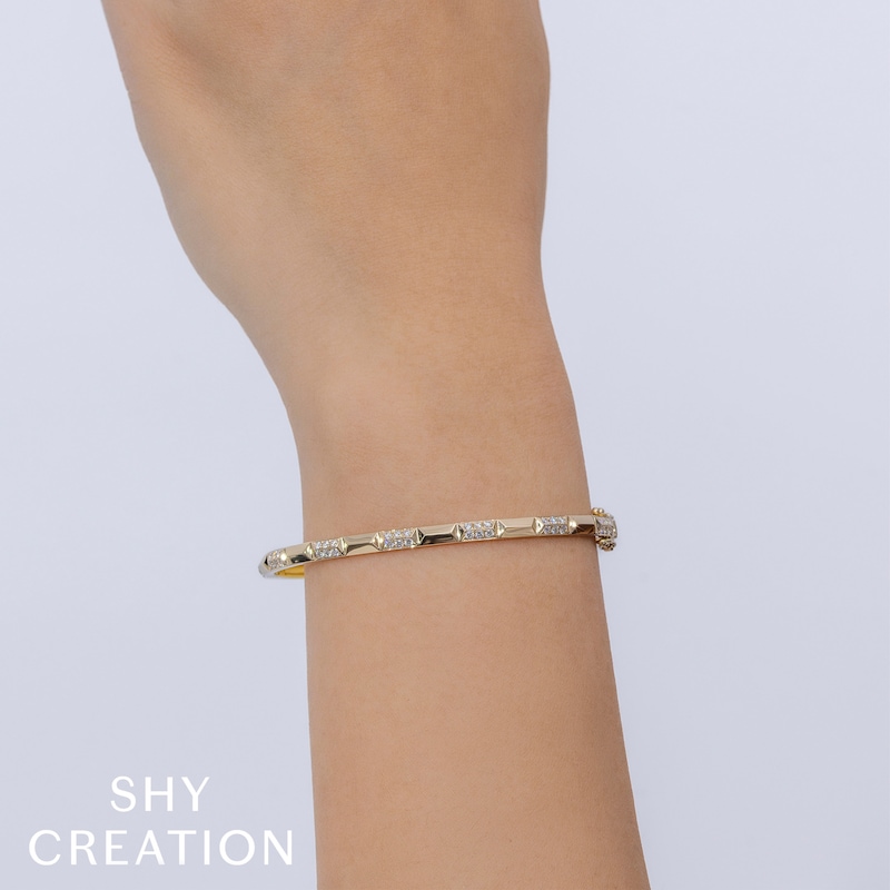 Main Image 4 of Shy Creation Diamond Pyramid Bangle Bracelet 1/2 ct tw 14K Yellow Gold SC55026735ZS