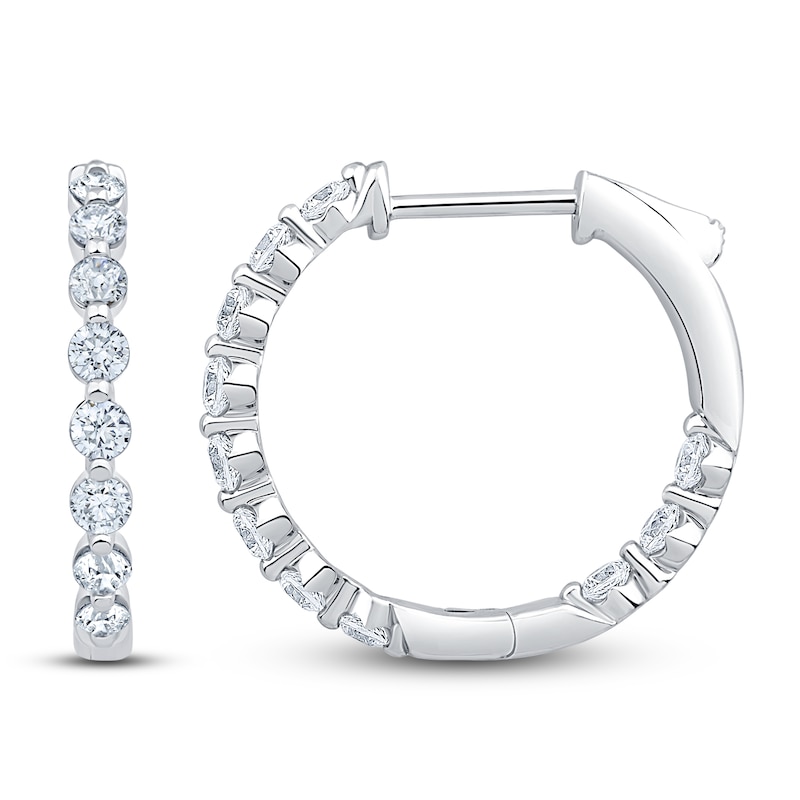 Main Image 1 of Jared Signature Lab-Grown Diamond Inside-Out Hoop Earrings 1 ct tw 14K White Gold