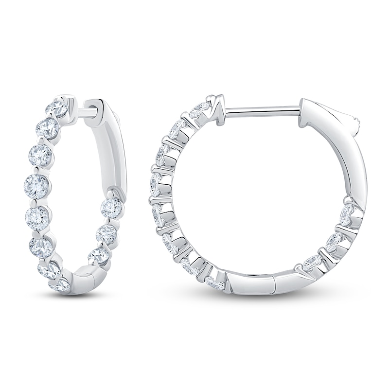 Main Image 3 of Jared Signature Lab-Grown Diamond Inside-Out Hoop Earrings 1 ct tw 14K White Gold