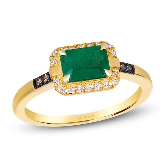 Le Vian Octagon-Cut Emerald Ring 1/10 ct tw Diamonds 14K Honey Gold