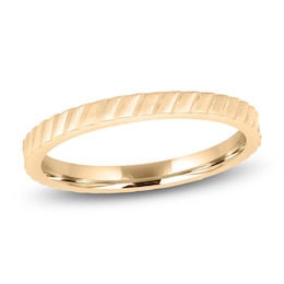 Ridged Wedding Band 14K Yellow Gold 2mm