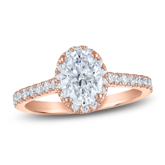 Chosen Certified Oval-Cut Diamond Halo Engagement Ring 1-1/2 ct tw 14K Rose Gold