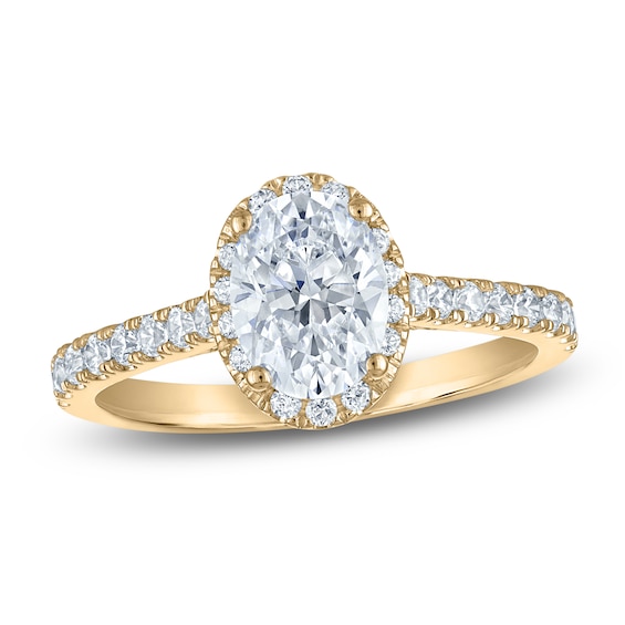 Chosen Certified Oval-Cut Diamond Halo Engagement Ring 1-1/2 ct tw 14K Yellow Gold