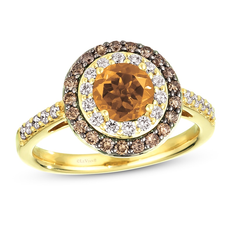 Main Image 1 of Le Vian Natural Citrine Ring 5/8 ct tw Diamonds 14K Honey Gold