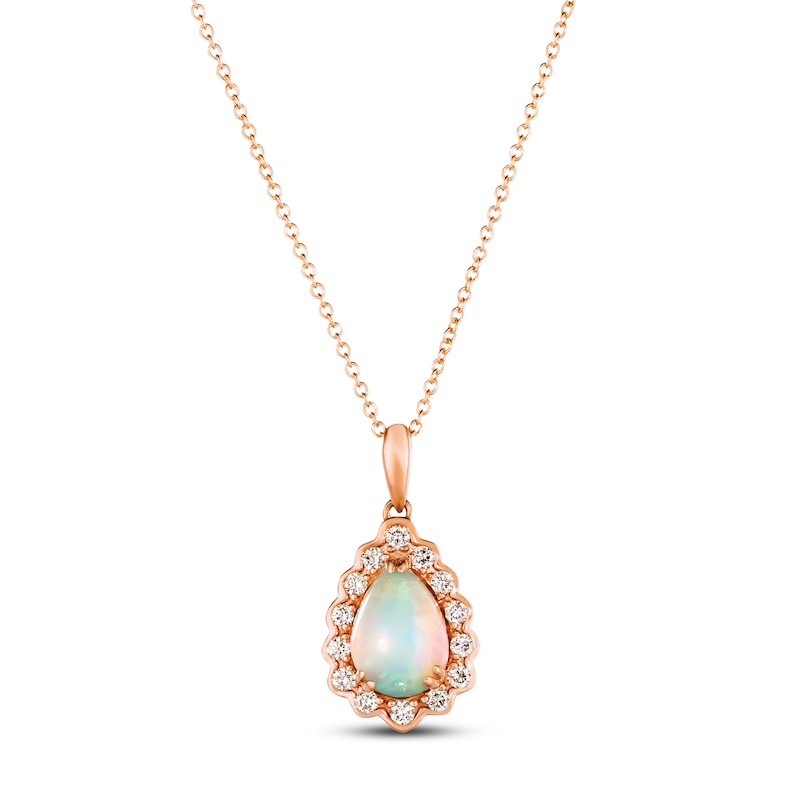 Main Image 1 of Le Vian Natural Opal Necklace 1/4 ct tw Diamonds 14K Strawberry Gold