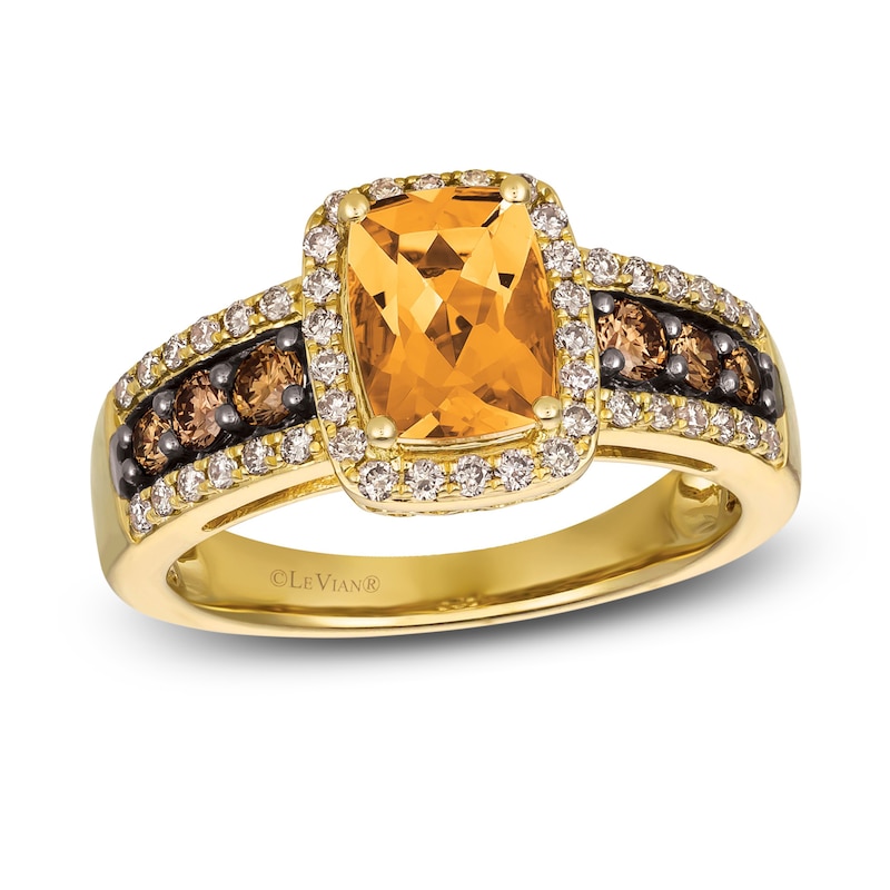 Main Image 1 of Le Vian Natural Citrine Ring 5/8 ct tw Diamonds 14K Honey Gold