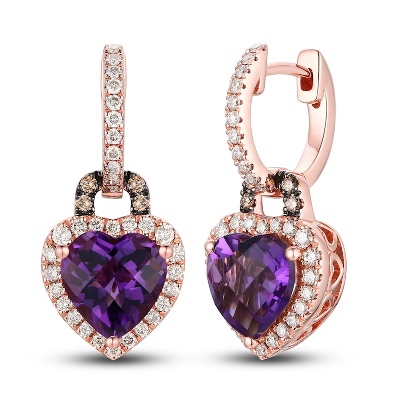 Main Image 1 of Le Vian Natural Amethyst Earrings 5/8 ct tw Diamonds 14K Strawberry Gold