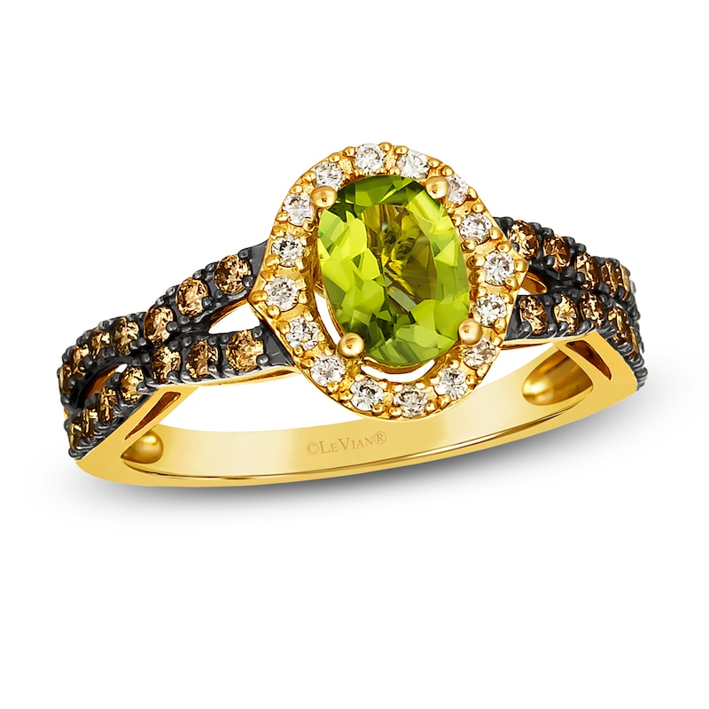 Main Image 1 of Le Vian Natural Peridot Ring 1/3 ct tw Diamonds 14K Honey Gold