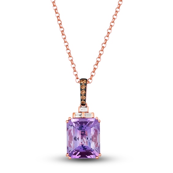 Le Vian Natural Amethyst Necklace 1/6 ct tw Diamonds 14K Strawberry Gold