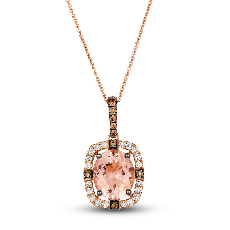 Main Image 1 of Le Vian Natural Morganite Pendant Necklace 1/2 ct tw Diamonds 14K Strawberry Gold 19"