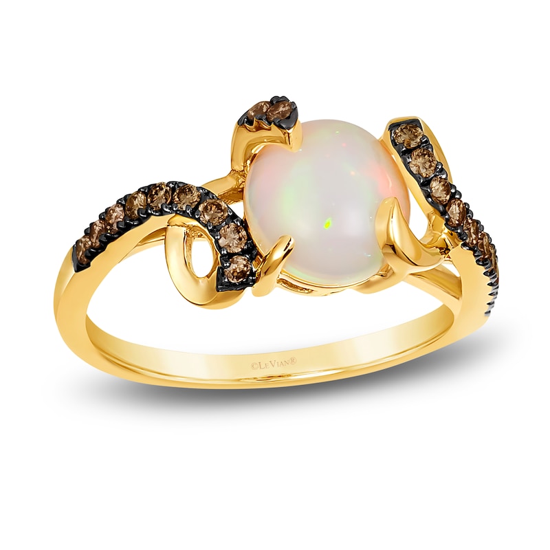 Main Image 1 of Le Vian Wrapped In Chocolate Natural Opal/Diamond Ring 1/4 ct tw Round 14K Honey Gold