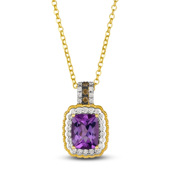 Le Vian Natural Amethyst & Diamond Pendant Necklace 1/3 ct tw 14K Honey Gold