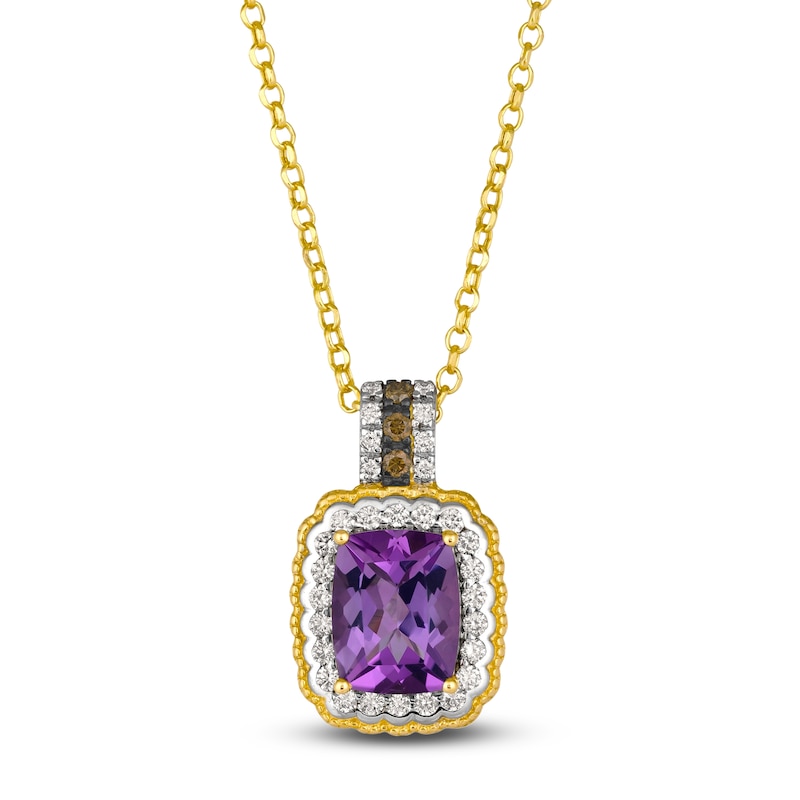 Main Image 1 of Le Vian Natural Amethyst & Diamond Pendant Necklace 1/3 ct tw 14K Honey Gold