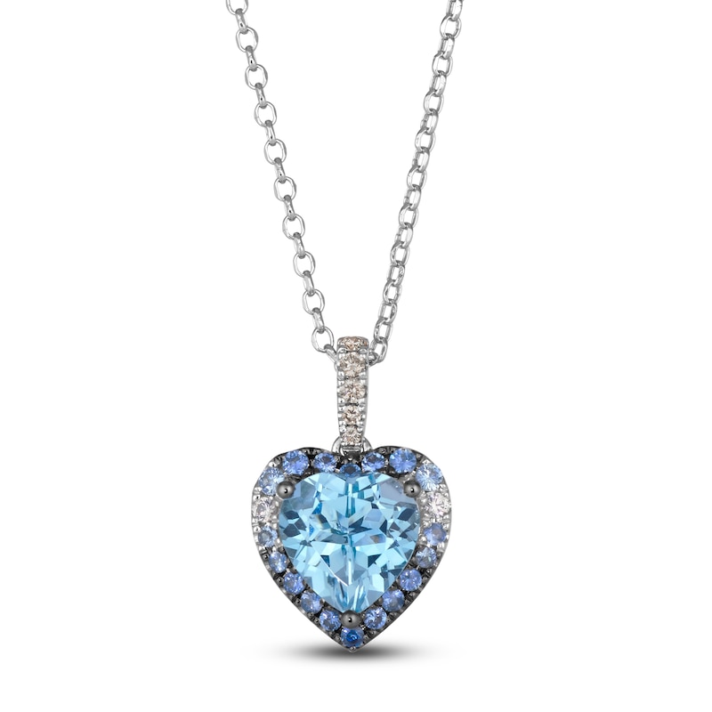 Main Image 1 of Le Vian Natural Heart-Cut Topaz & Sapphire Pendant Necklace 1/20 ct tw Diamonds 14K Vanilla Gold