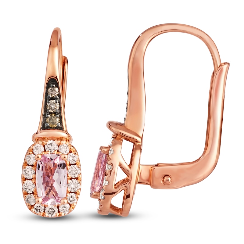 Main Image 1 of Le Vian Cushion-Cut Morganite Drop Earrings 1/4 ct tw Diamonds 14K Strawberry Gold