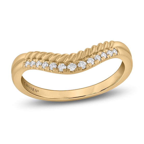 Chosen Certified Diamond Contour Two-Row Stackable Anniversary Ring 1/10 ct tw 14K Yellow Gold