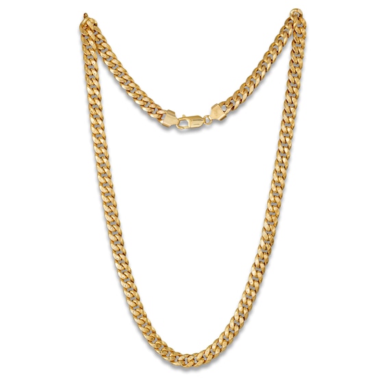 7.8mm Diamond-Cut Cuban Curb Chain Necklace Hollow 10K Yellow Gold 22"