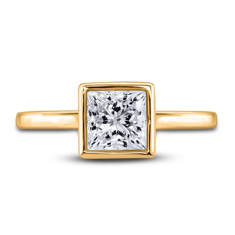 Main Image 3 of Diamond Solitaire Engagement Ring 1 ct tw Bezel-Set Princess 14K Yellow Gold (I2/I)