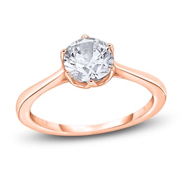 Diamond Cathedral Solitaire Engagement Ring 1 ct tw Round 14K Rose Gold (I2/I)