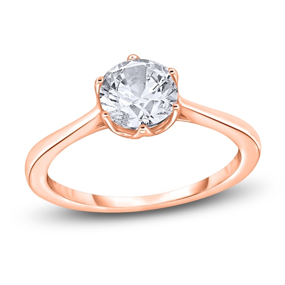 Diamond Cathedral Solitaire Engagement Ring 1 ct tw Round 14K Rose Gold (I2/I)