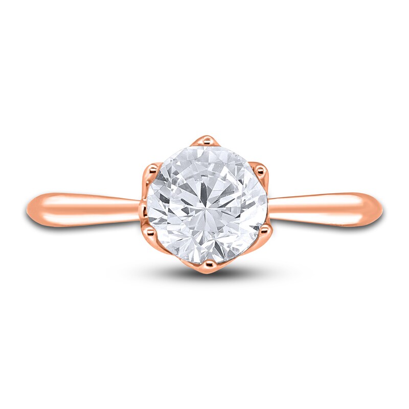 Main Image 3 of Diamond Cathedral Solitaire Engagement Ring 1 ct tw Round 14K Rose Gold (I2/I)