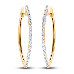 Diamond Hoop Earrings 1/6 ct tw Round 14K Yellow Gold