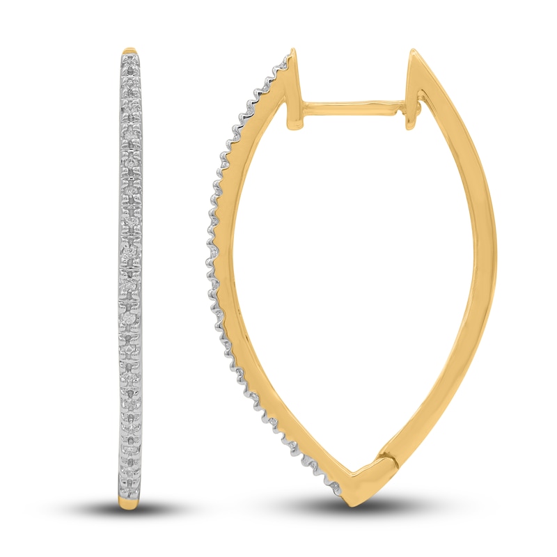 Main Image 1 of Diamond Hoop Earrings 1/6 ct tw Round 14K Yellow Gold