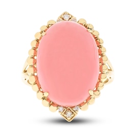 Natural Opal Ring 1/20 ct tw Diamonds 14K Yellow Gold
