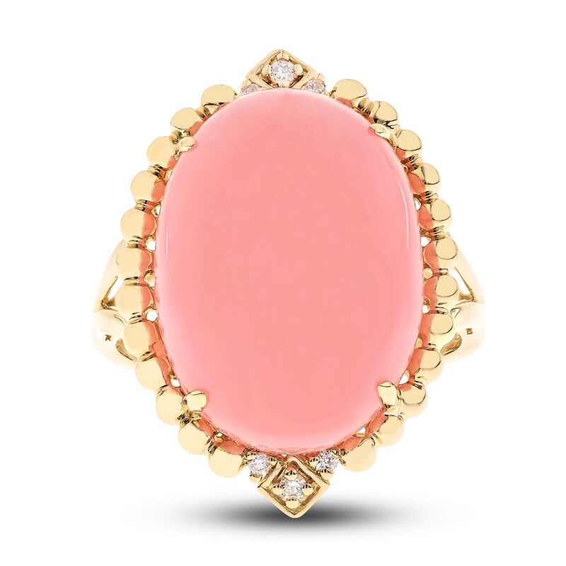 Main Image 1 of Natural Opal Ring 1/20 ct tw Diamonds 14K Yellow Gold