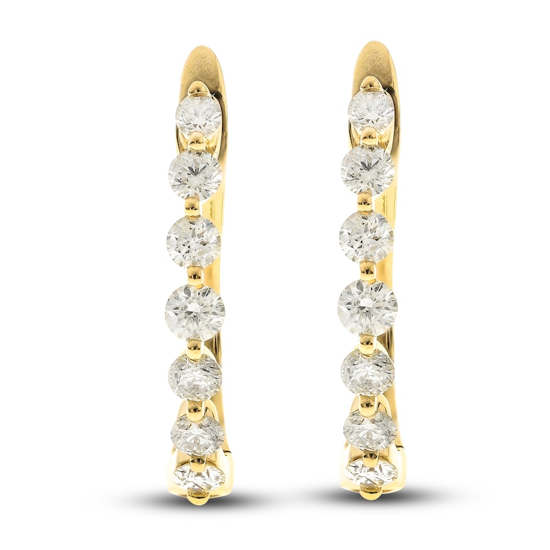Main Image 1 of Diamond Hoop Earrings 7/8 ct tw Round 14K Yellow Gold