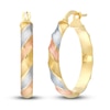 Thumbnail Image 1 of Satin/Ribbed Oval Hoop Earrings 14K Yellow Gold 20mm
