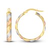 Thumbnail Image 2 of Satin/Ribbed Oval Hoop Earrings 14K Yellow Gold 20mm