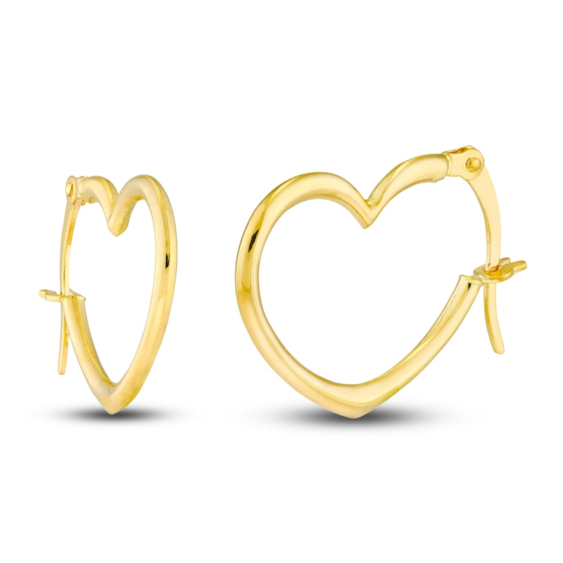 Main Image 1 of Polished Heart Hoop Earrings 14K Yellow Gold 20mm